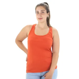 Damens Rippenloses Top ohne Ärmel, Orange