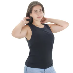 Damen ärmelloses Slim Fit Top, Schwarz