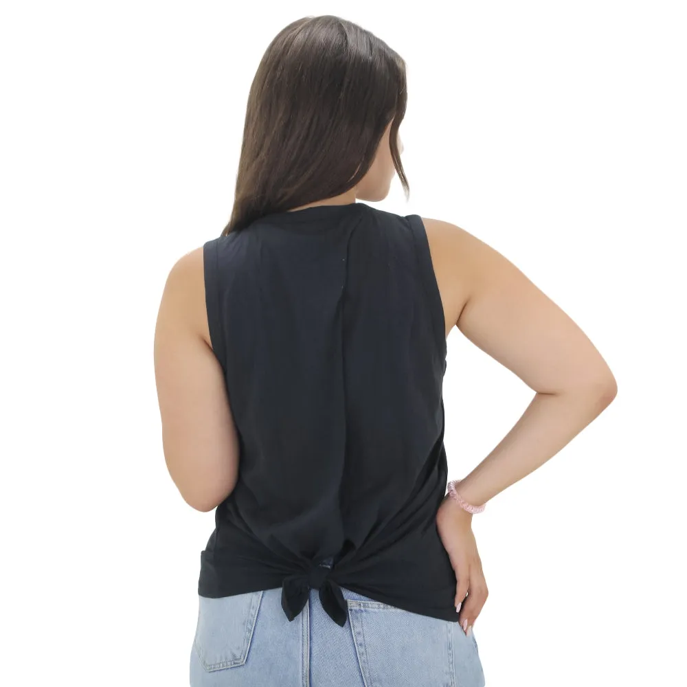 Damen ärmelloses Slim Fit Top, Schwarz