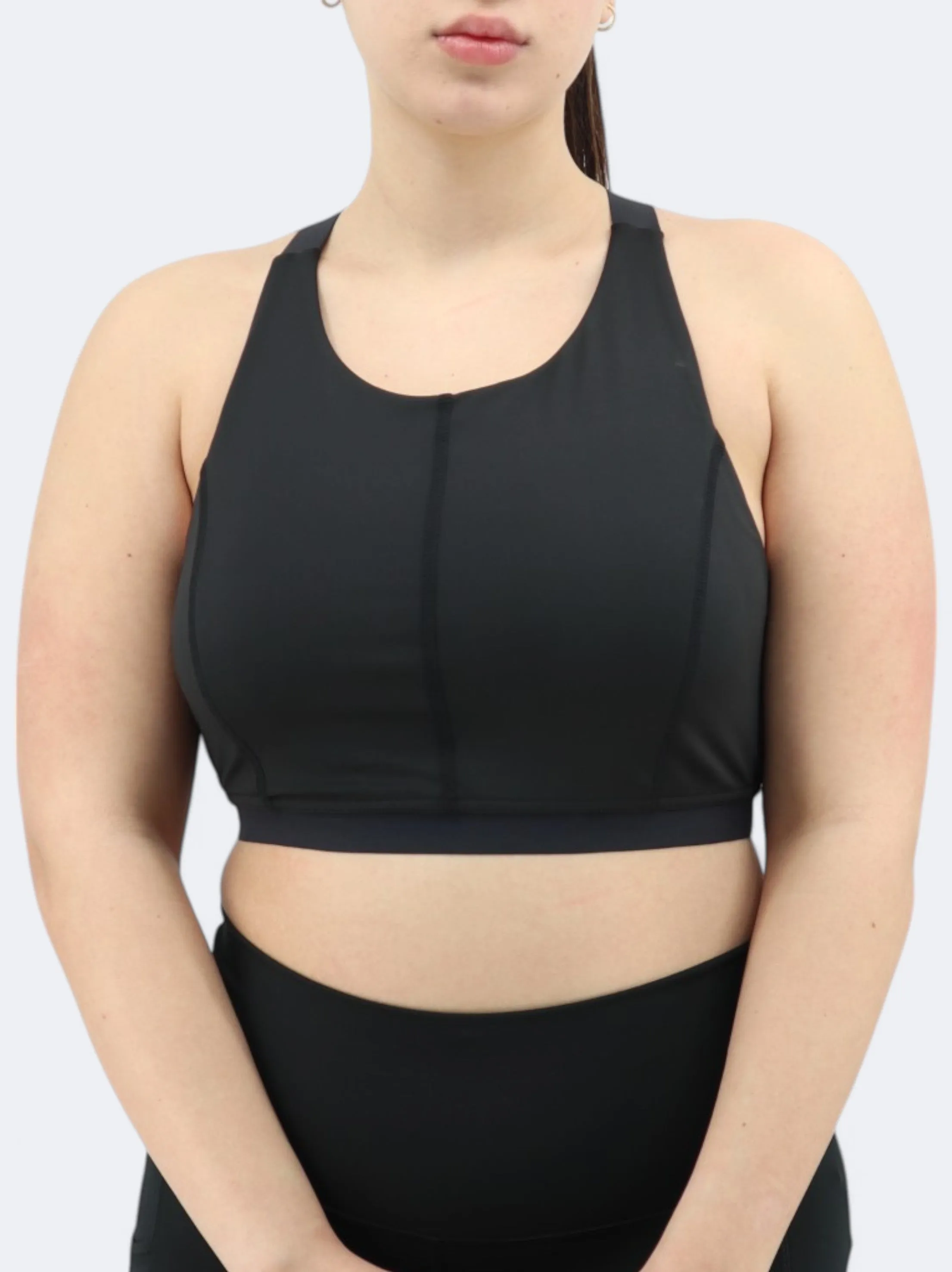 Damen-Sport-Crop-Top, Schwarz