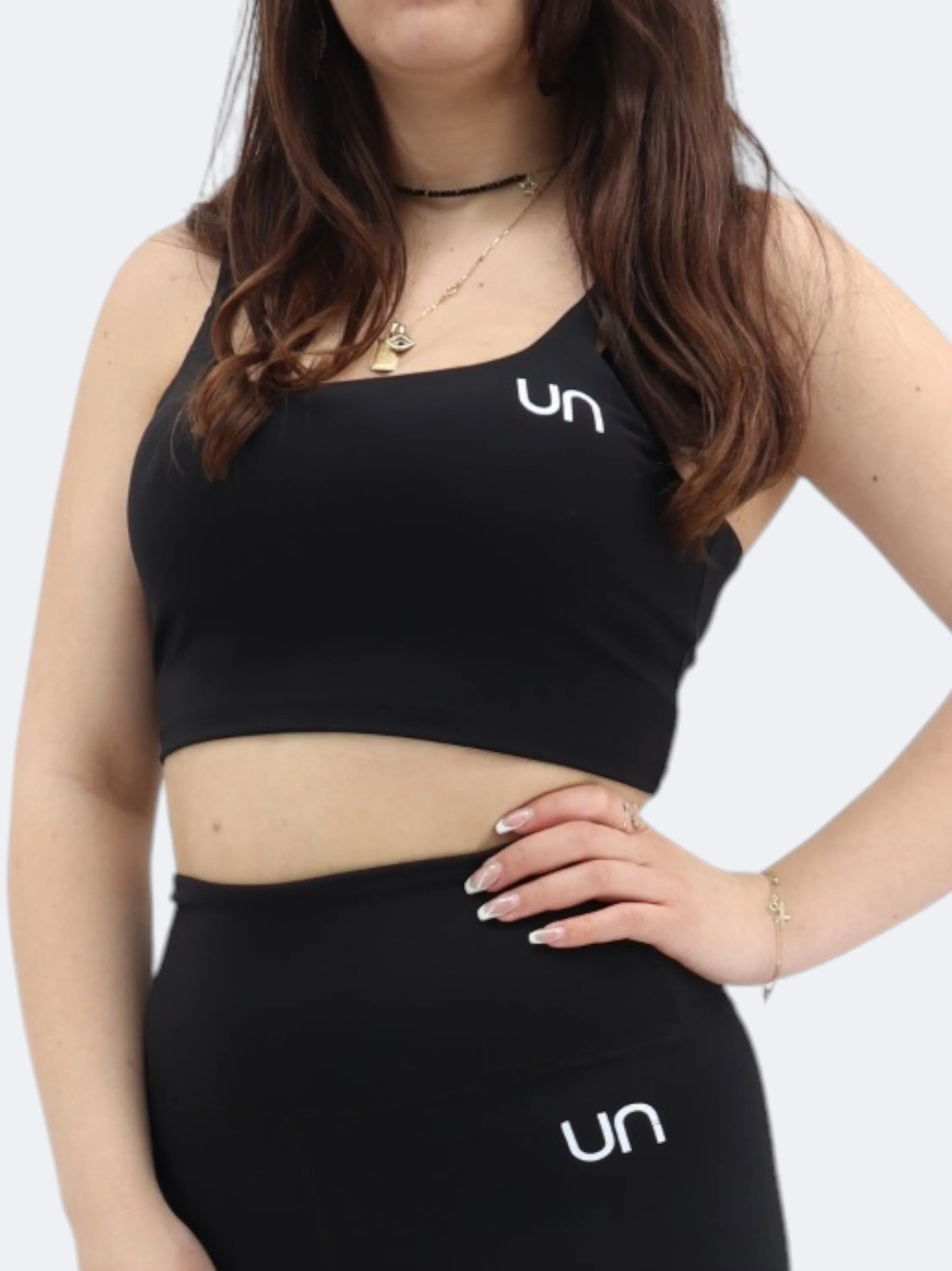Damen-Sport-Crop-Top, Schwarz