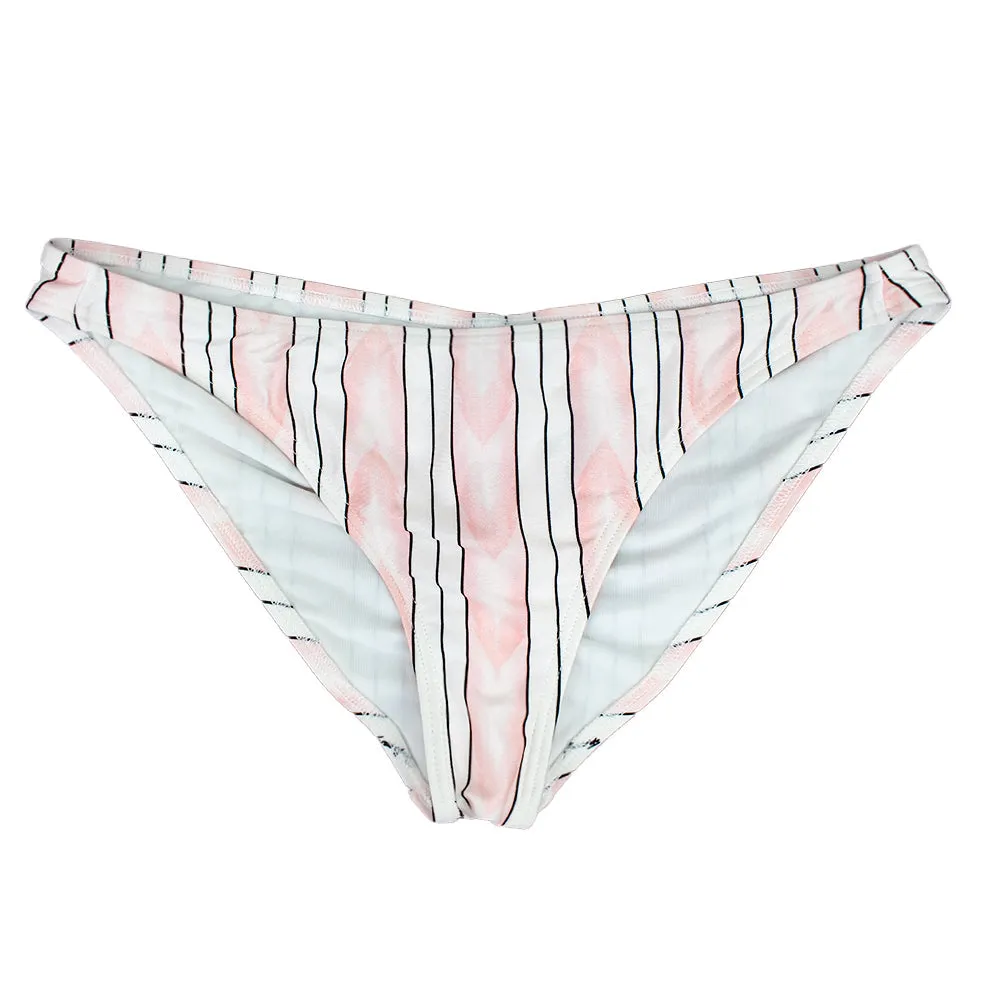 Damen Stripes Slip-Bikiniunterteil, Rosa