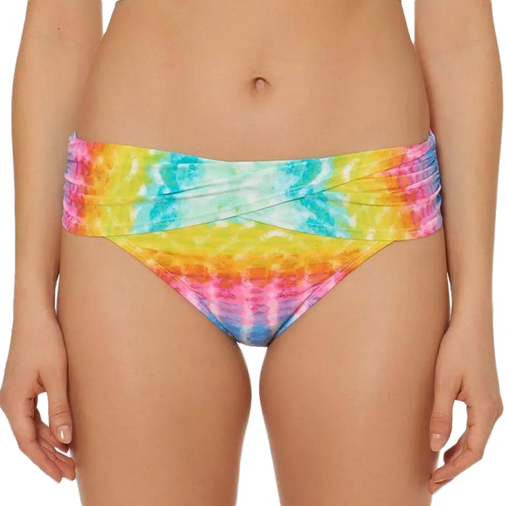 Damen Tie-Dye Bikini-Höschen mit Umschlagbund, Mehrfarbig