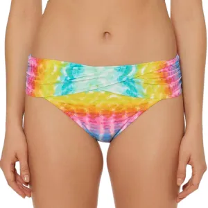 Damen Tie-Dye Bikini-Höschen mit Umschlagbund, Mehrfarbig