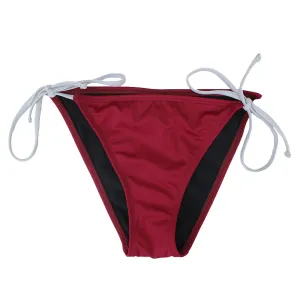 Damen-Bikini-Unterteil mit seitlicher Schnürung, uni, burgunderrot