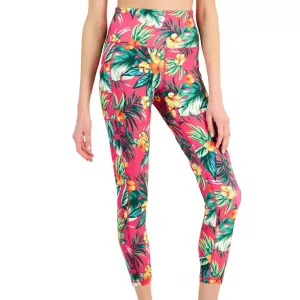 Damen Tropische 7/8 Leggings mit Seitentaschen, Fuchsia