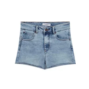 Damen Washed Slim-Fit Denim Shorts, Hellblau